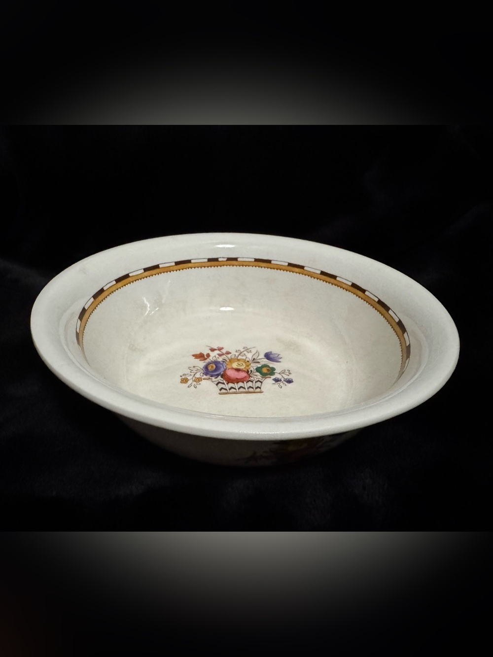 Antique Booths Silicon China Sylvan Floral Basket Round Serving Bowl 8.5"